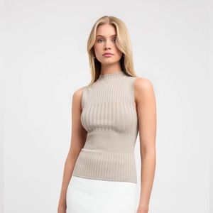 Kookai Sarah Beige Neutral Tank Top Pure Cashmere Size XS NWT